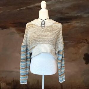 Urban Outfitters Beige and Blue Striped Sweater